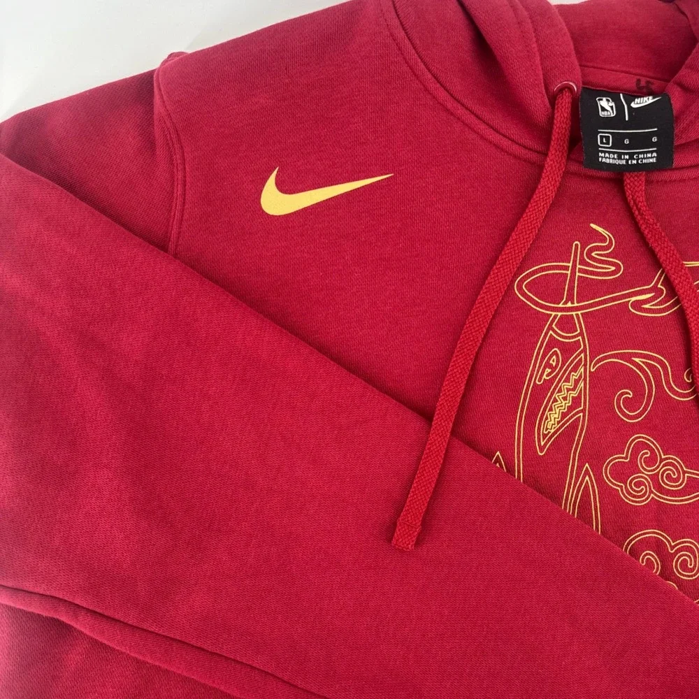 Nike NBA Houston Rockets Hoodie Mens Large Red Gold Graphic Pullover Basketball